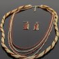 Ladies twisted layer chain link necklace & earring set BLE1012BR BS100