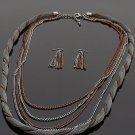 Ladies twisted layer chain link necklace & earring set BLE1012HE BS100