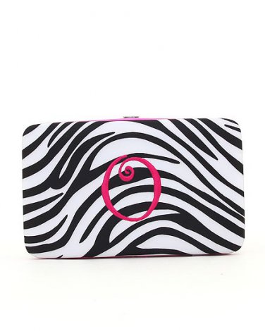 Ladies initial "O" zebra print thick flat wallet MNZ7112(BKFS-O) BS100