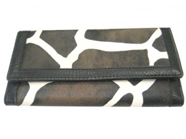 Ladies giraffe print tri-fold checkbook wallet GF-AW001 BLACK handbag