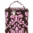 Belvah quilted damask print brown & pink lunch bag box DAQLT13(BRPK) BS399