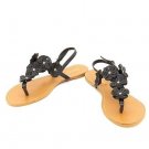 New boxed black flower accent sandals ladies size 5.5 shoe size five and half BS500B