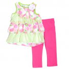 New girls size 5 leggings set w/ sleeveless top with floral print B479 pants set 096413983320