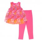 New girls size 4 dark pink leggings set w/ sleeveless top B479 pants set 889320726810