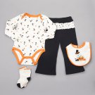 Baby girls 4 piece Halloween set size 12 months pants bib socks shirt B639