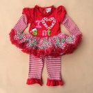 Baby girl's 3 months Rare Editions Christmas leggings & tutu top I love Santa