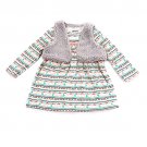 New baby girls 24M months gray aztec dress with faux fur vest B799 094134959730