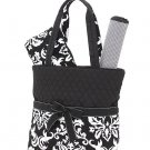 Quilted black & white damask 3pc diaper bag baby changing pad DAQ1103L(BK)
