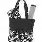 Quilted black & white damask 3pc diaper bag baby changing pad DAQ1103L(BK)