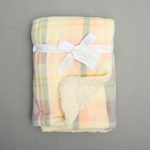Baby girls large pink plaid sherpa blanket crib bedding