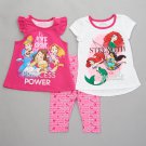 Girls 2T 3 piece Disney Princess leggings set 2 tops plus pants B600 190716097651
