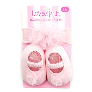 Baby Girl Ballerina Headband & Crib Shoe Set