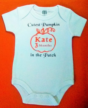 Personalized monogram name & age baby Halloween 3-6 months bodysuit