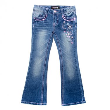 Girls size 4 Freestyle Revolution Bootcut Elsa Embroidered Jeans