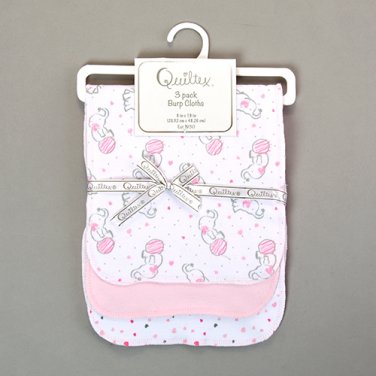 Newborn baby girl's pink Quiltex 3 pack of cotton burp cloths