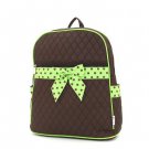 Small quilted lime green and brown print backpack QSD2716(BRLM)  D595
