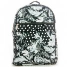Belvah large quilted black and white paisley and floral print backpack book bag 495 BP12