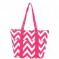 Large insulated pink and white chevron lunch bag tote C15-601-P D295