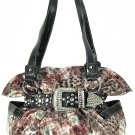 New ladies floral print laminated handbag with rhinestone buckle 7066YS002-Bug