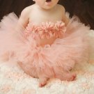 Newborn baby girls peach color tutu 3pc set for 1st picture outfit photo prop 341