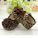 New baby girl's leopard shoes w/ large flower infant size 6-12 months