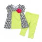 Baby Girls Size 24M Kids Headquarters Black and Lime Tunic & Capris Set B594