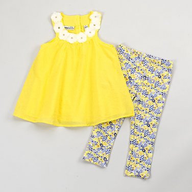 Baby Girls 24M Yellow Kids Headquarters 2pc. Flower Capri Set B596 882973283808