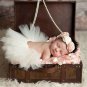 Newborn baby girls pink and white color tutu set for 1st picture outfit photo prop 363