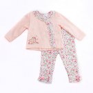 Baby Girls Size 0-3 Months Laura Ashley® 2pc. Bird Floral Top Set B594