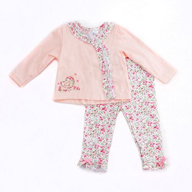 Baby Girls Size 0-3 Months Laura AshleyÂ® 2pc. Bird Floral Top Set B594