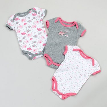 Baby Girls 0-3 months Buster Brown Elephant 3pk. Bodysuits B339 889320843067