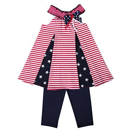 Girls size 6X Red White and Blue Leggings Set Good Lad 4th July Stars & Stripes