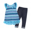 Girls Size 6X Colette Lilly Blue Flame Stitch Jeggings Set 886958160245