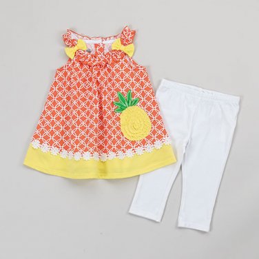 Toddler Girl Size 5 Kids Headquarters Pineapple Tunic & Capri Set B639 882973178227