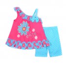 Girls size 5 Nannette 2pc. one shoulder blue flower shorts set 887847555296
