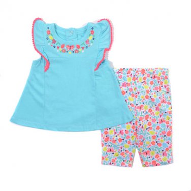 Baby Girls 12 Months Buster Brown 2pc. Pom Pom Trim Shorts & Top Set 889320869678
