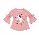 Girls Size 4 Colette Lily Pink Sequin Unicorn Elbow Sleeve Top B545 192832104602