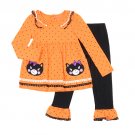 Girls Size 4 Nannette Halloween Cat Top & Leggings Set B560