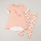 Girls Size 4 Peach Color One Step Up Butterfly Lace Top & Leggings Set B679 886958162430