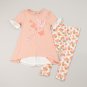 Girls Size 4 Peach Color Butterfly Lace Top & Leggings Set B679 886958162430
