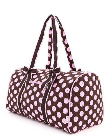 Belvah Quilted Monogramable Polka Dot Duffle Bag LPDQ1101(BRPK)