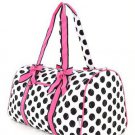 Belvah Quilted Ladies Monogramable Polka Dot Duffle Bag LPDQ1101(WHBK)