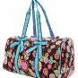 Belvah quilted ladies monogrammable floral pattern duffle bag NDF2701(TQ) BS765
