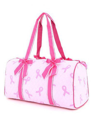 Ladies Quilted monogramable pink ribbon duffle bag QBC2701(PK) cancer awareness