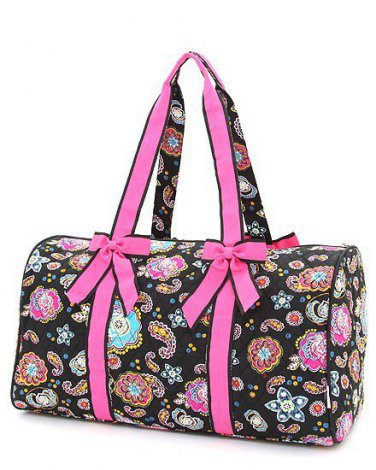 Ladies Belvah quilted monogrammable floral pattern duffle bag NFP2701(FS) BS765