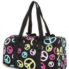 Ladies Quilted Monogramable Peace Sign Large Duffle Bag B500 QTP2701(BKMT)
