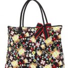 Belvah large black and red floral print tote bag QCJ2705(BKRD) handbag purse