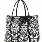 Bliss black and white damask print large tote bag DAQ2705(BK) handbag purse