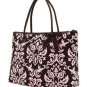 Belvah brown and pink damask print large tote bag DAQ05(BRPK) handbag purse