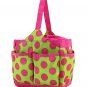 Belvah Lime and Pink polka dot makeup bag CN69L(FSLM)